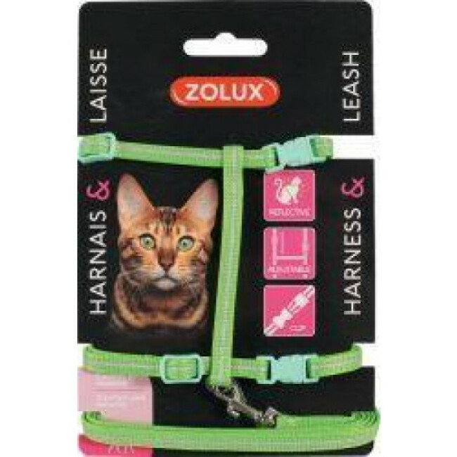 Kit Sellerie Reflechissant Pour Chat Laisse 1 M Et Harnais Reglable
