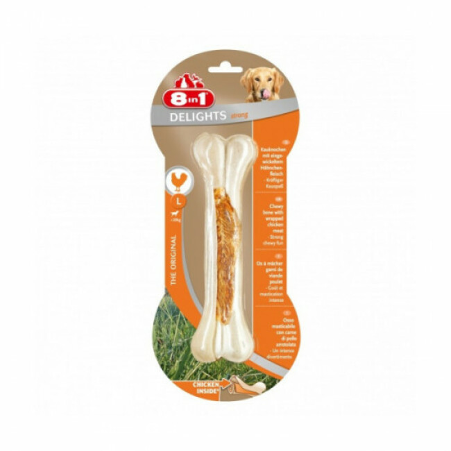 Os à mâcher au boeuf et au poulet pour chien Delights Strong 8 in 1